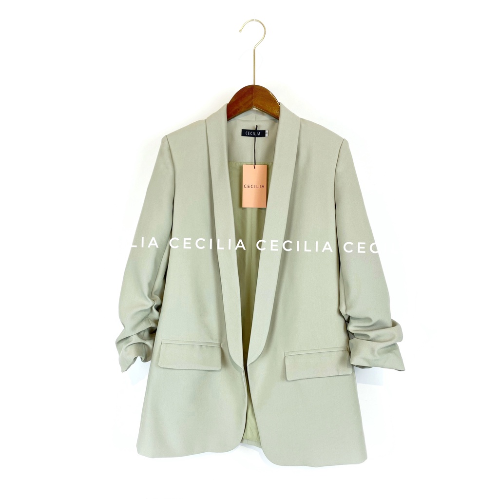 Áo blazer ESTELLE by CECILIA màu xanh bạc hà nhạt mint (ảnh thật chụp bởi CECILIA chuẩn màu  có ảnh feedback)