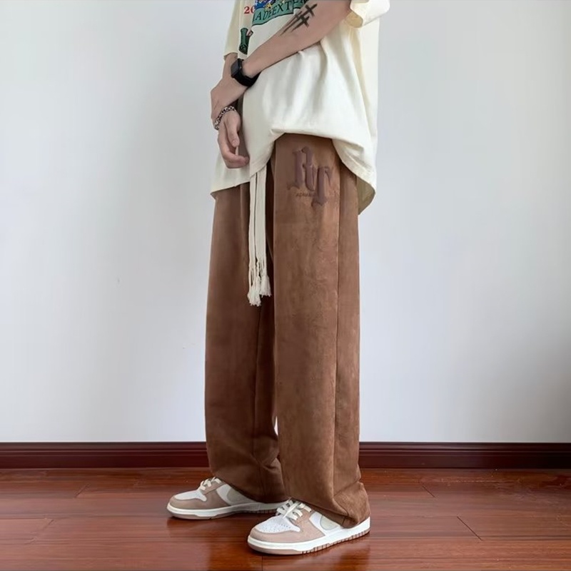 Quần Nhung Dài Ống Rộng Thoải Mái Phong Cách Đường Phố Xuân Hè Cho Nam Cỡ M-2XL