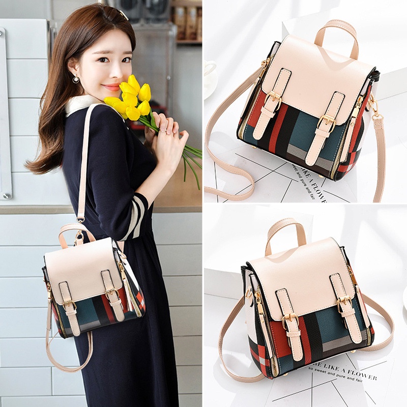 Chuwanglin Women Fashion Plaid Mini Leather Bakcpacks