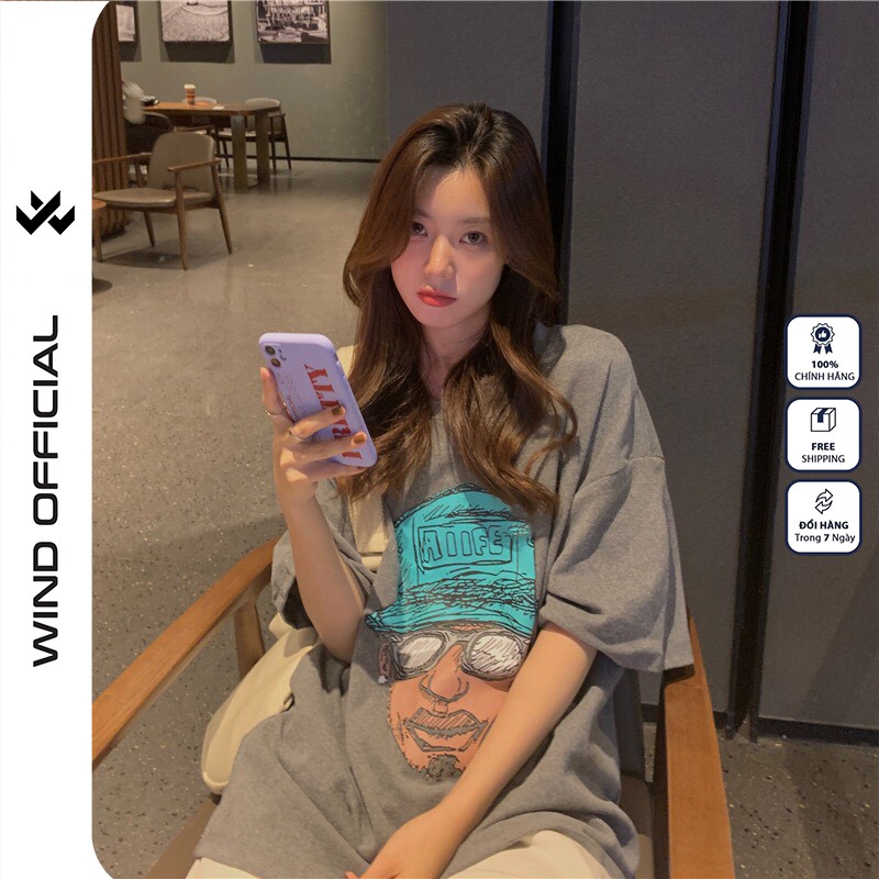 Áo thun tay lỡ WIND phông unisex form rộng ALLFE nam nữ cotton ulzzang oversize