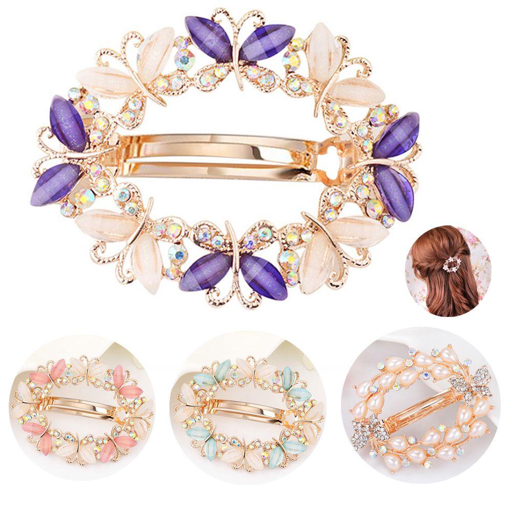 YVE Kẹp Tóc Hình Hoa &amp; Bướm Đính Kim Cương Giả Kiểu Hàn Quốc