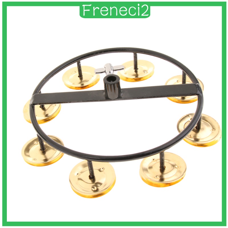 [FRENECI2] Golden Hi-hat Tambourine with Single Row Steel Jingles for Children Kids Toy