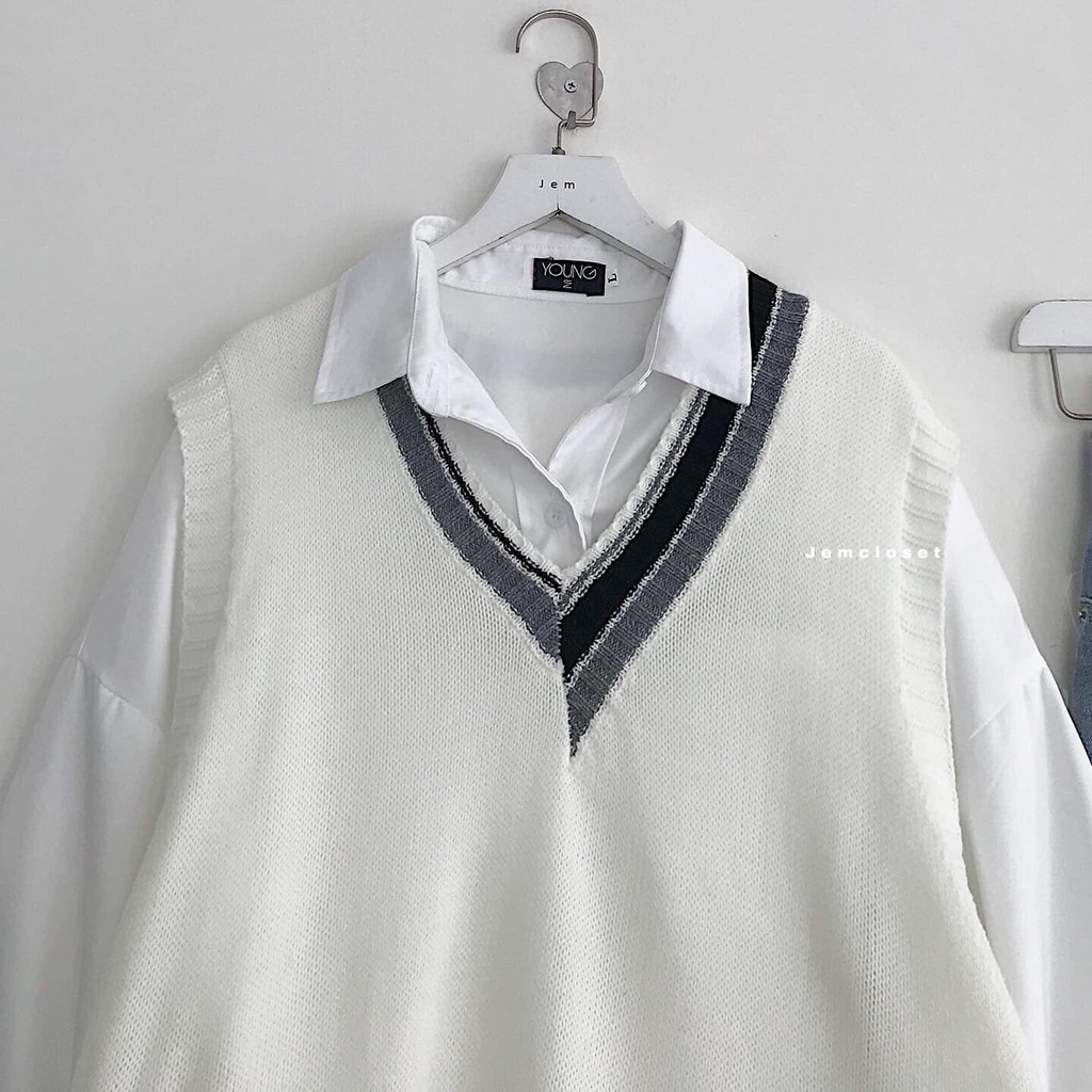 Áo Ghile Len Ulzzang Nữ JEMCLOSET Zami Cổ Tim From Rộng Oversize Phong Cách Hàn Quốc Trẻ Trung Năng Động Dễ Mix Đồ 10239 | BigBuy360 - bigbuy360.vn