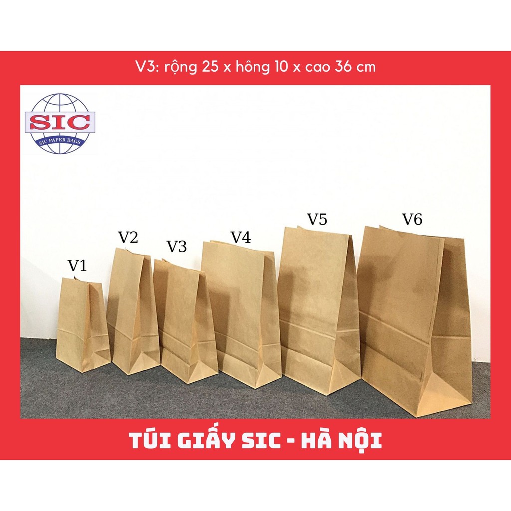 [SET 100 CHIẾC] TÚI GIẤY KRAFT V3: 25x10x30 KHÔNG QUAI ( ẢNH THẬT)
