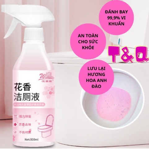 XỊT TẨY RỬA BỒN CẦU, NHÀ VỆ SINH MÙI HOA ANH ĐÀO 500ml. ĐTLV