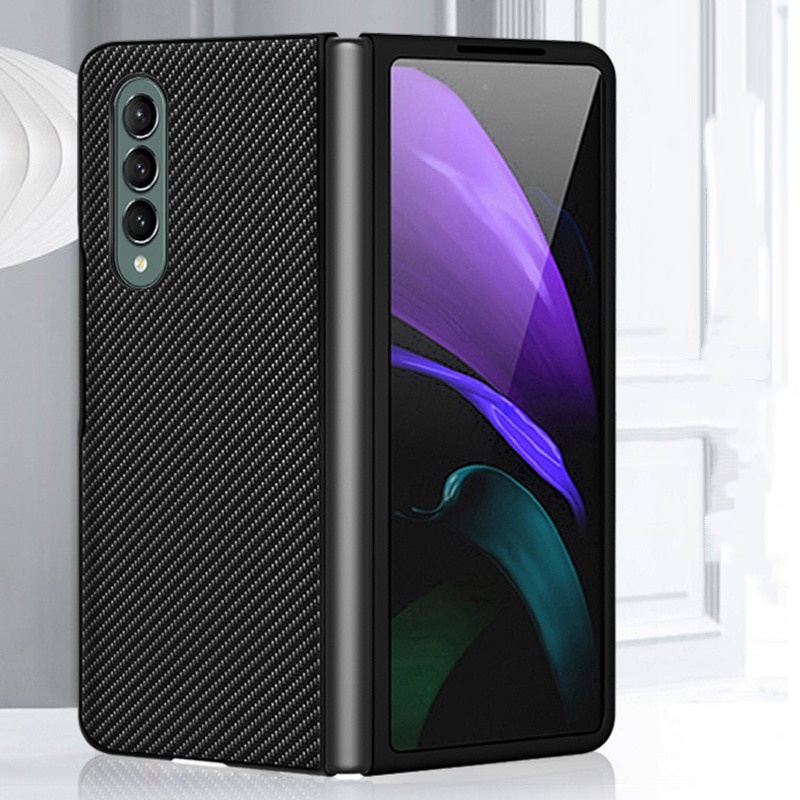 Ốp Điện Thoại Da Sợi Carbon Cứng Bảo Vệ Toàn Diện Cho Samsung Galaxy Z Fold 3 Galaxy Z Fold 2 5g Chống Sốc