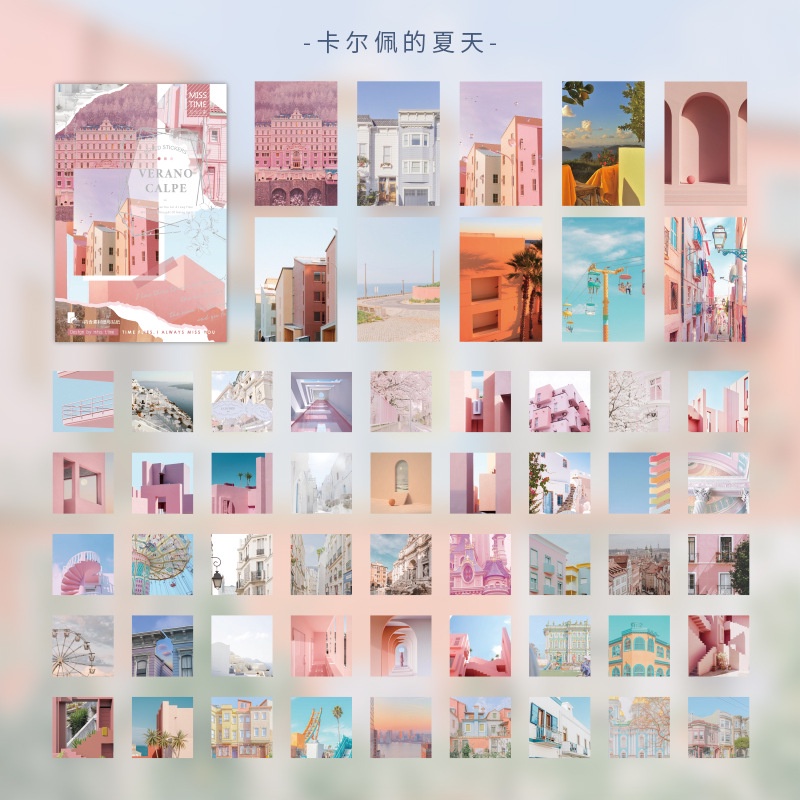 Set 55 Miếng Dán Trang Trí Sổ Tay Phong Cách retro