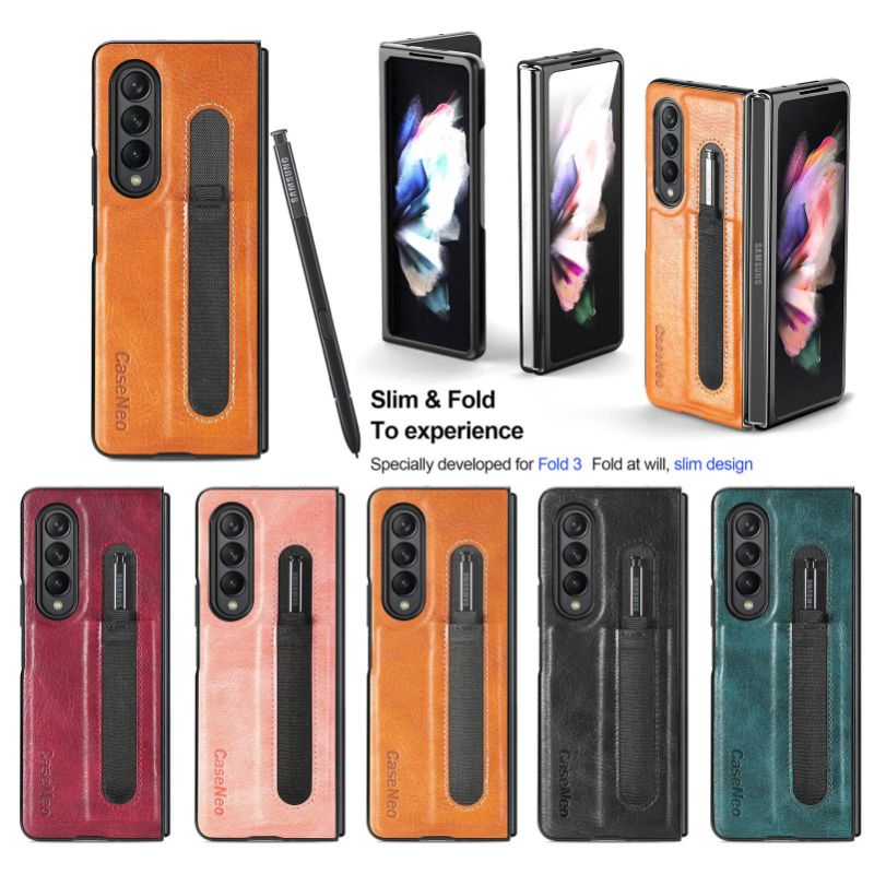 Ốp lưng da có khe cài bút samsung Z FOLD 3 5G