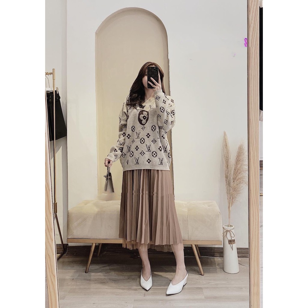 [HÀNG ĐẸP] Chân Váy Nữ Xếp Ly Hai Lớp Nhũ Và Ren Dáng Midi_Dịu Dàng_Tôn Dáng | BigBuy360 - bigbuy360.vn