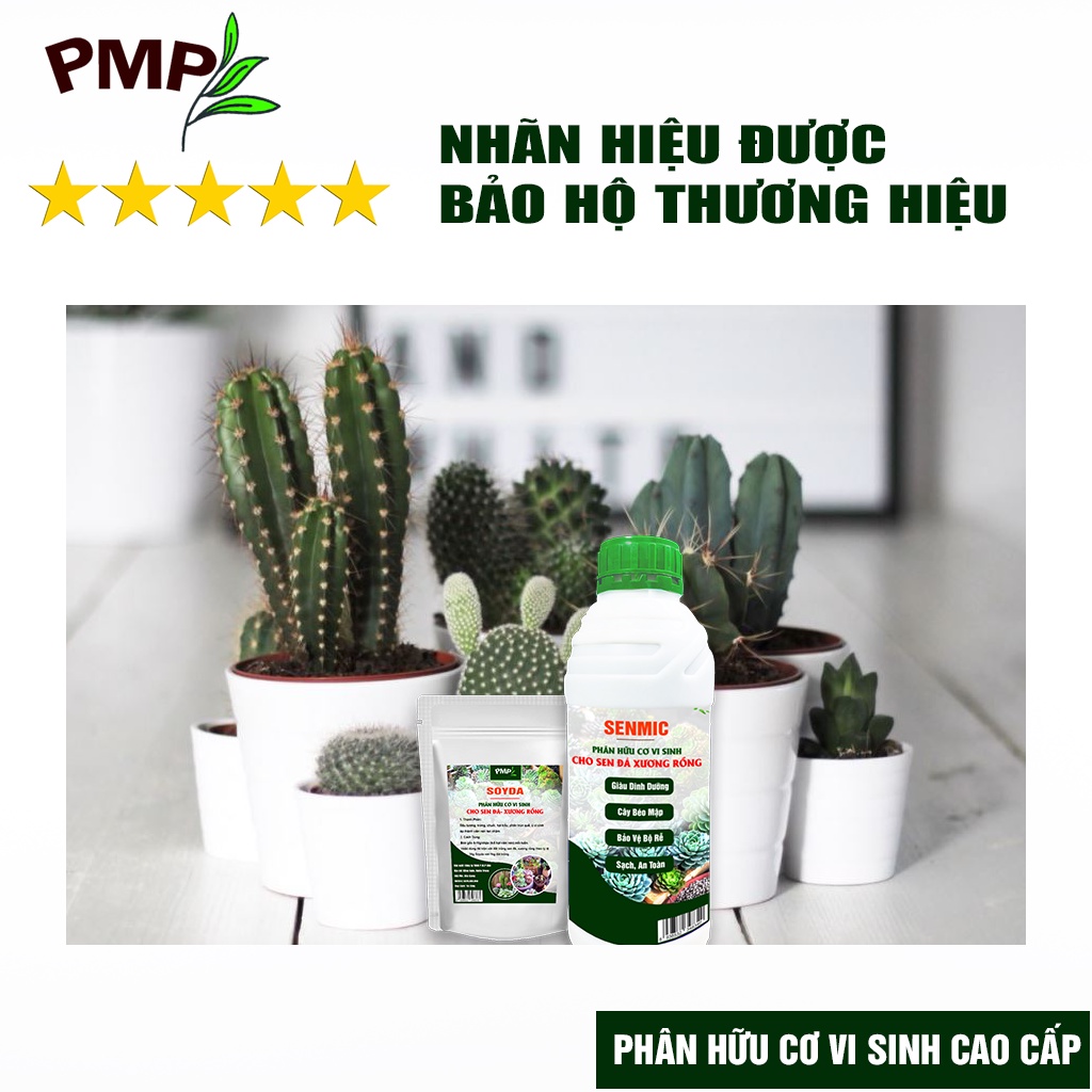 Phân bón sen đá, xương rồng hữu cơ Senmic PMP chai 500 ml