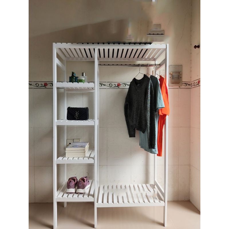 Kệ tủ treo quần áo hàn quốc 2 ngăn màu TRẮNG kiểu hàn