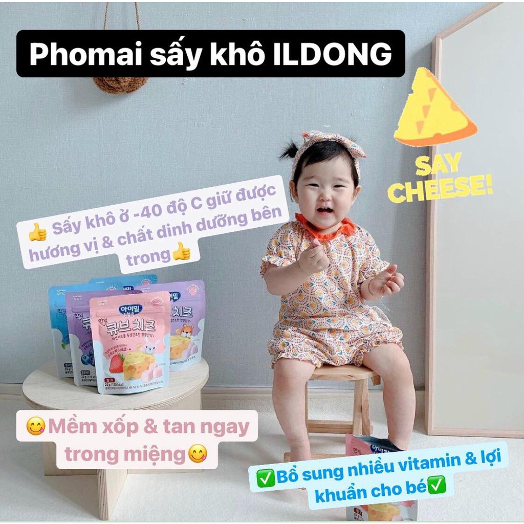 Pho Mai Ăn Dặm Trái Cây Sấy Khô Ildong Hàn Quốc Nguyên Liệu Tự Nhiên An Toàn 3 Vị Dâu Việt Quất Tự Nhiên