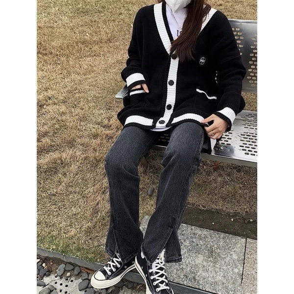 Áo khoác cardigan PSY len basic dáng rộng ulzzang Hàn Quốc