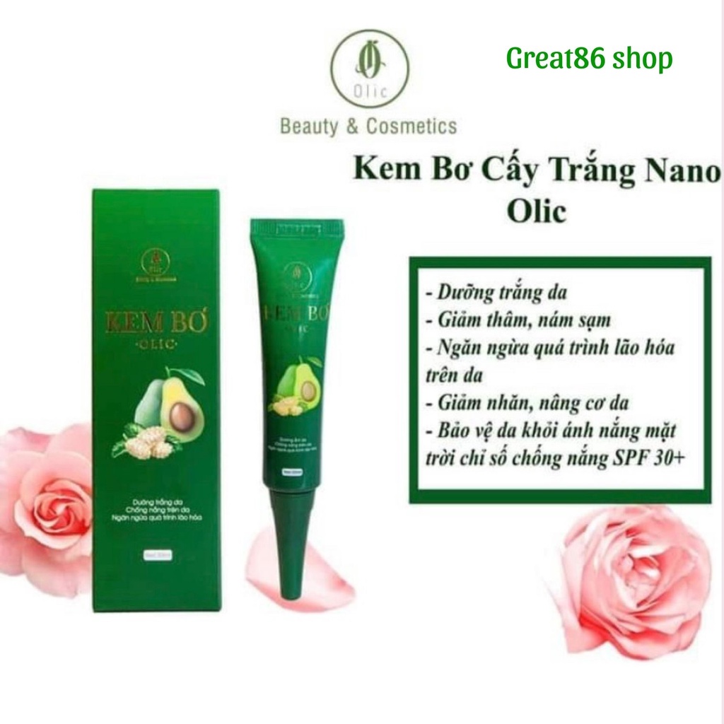 Kem bơ cấy trắng Nano Olic Great86shop kem bơ Olic chính hãng trắng da giảm thâm mụn nâng cơ da hộp 20ml