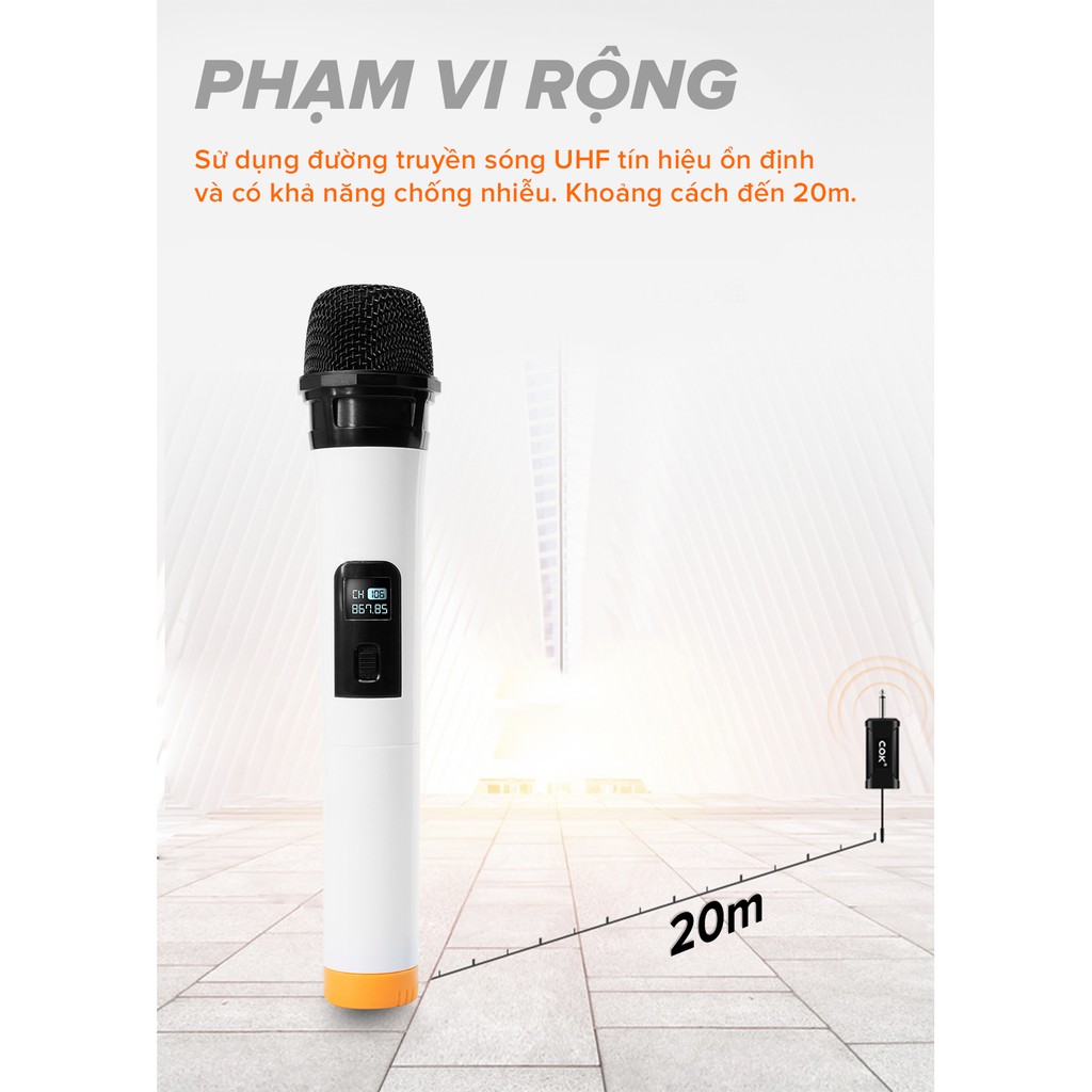 Micro Không Dây COK ST-122 ( 2 Micro) - phù hợp với mọi loa kéo &amp; dàn âm ly - Hàng mới chính hãng bảo hành 6 tháng