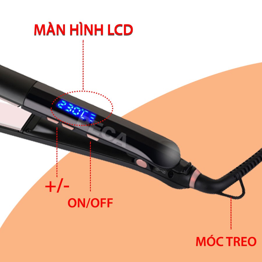 Máy duỗi tóc cao cấp KEMEI KM-1322 màn hình LCD hiển thị điều chỉnh 6 mức nhiệt độ dùng để là tóc, uốn cụp