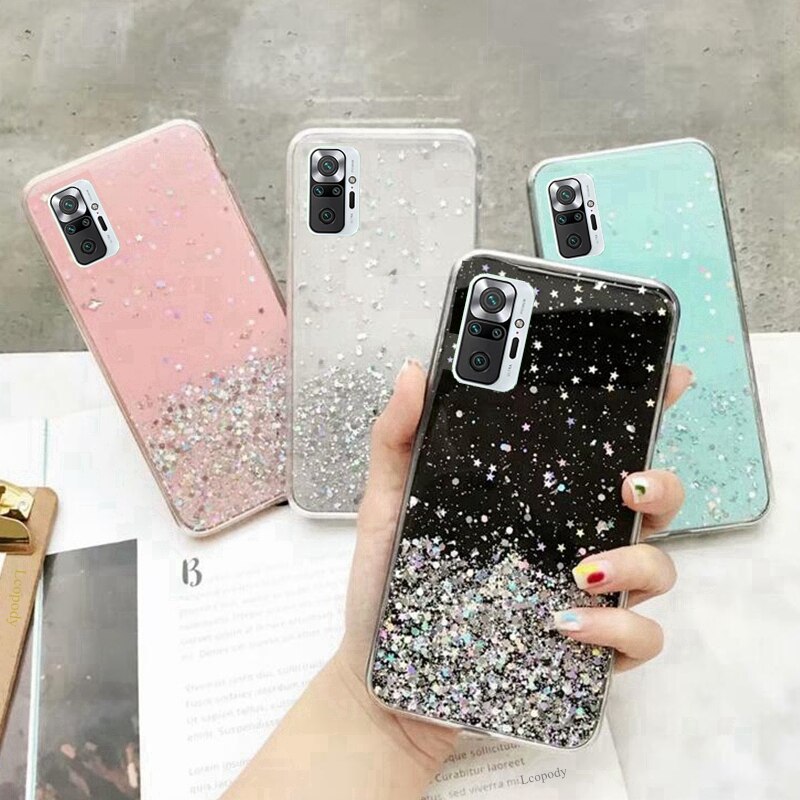 Ốp lưng mềm phối kim tuyến cho Xiaomi Mi Redmi Note 10 Poco F3 X3 Pro