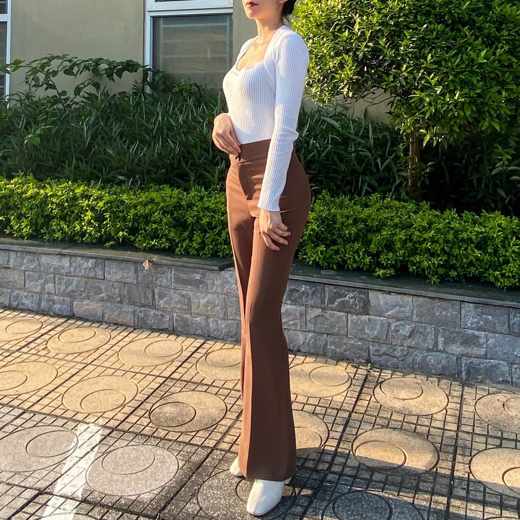 [kèm video ảnh thật] Quần tây nữ công sở chất đẹp Quần leo 2 cúc cạp cao Dora Style M501