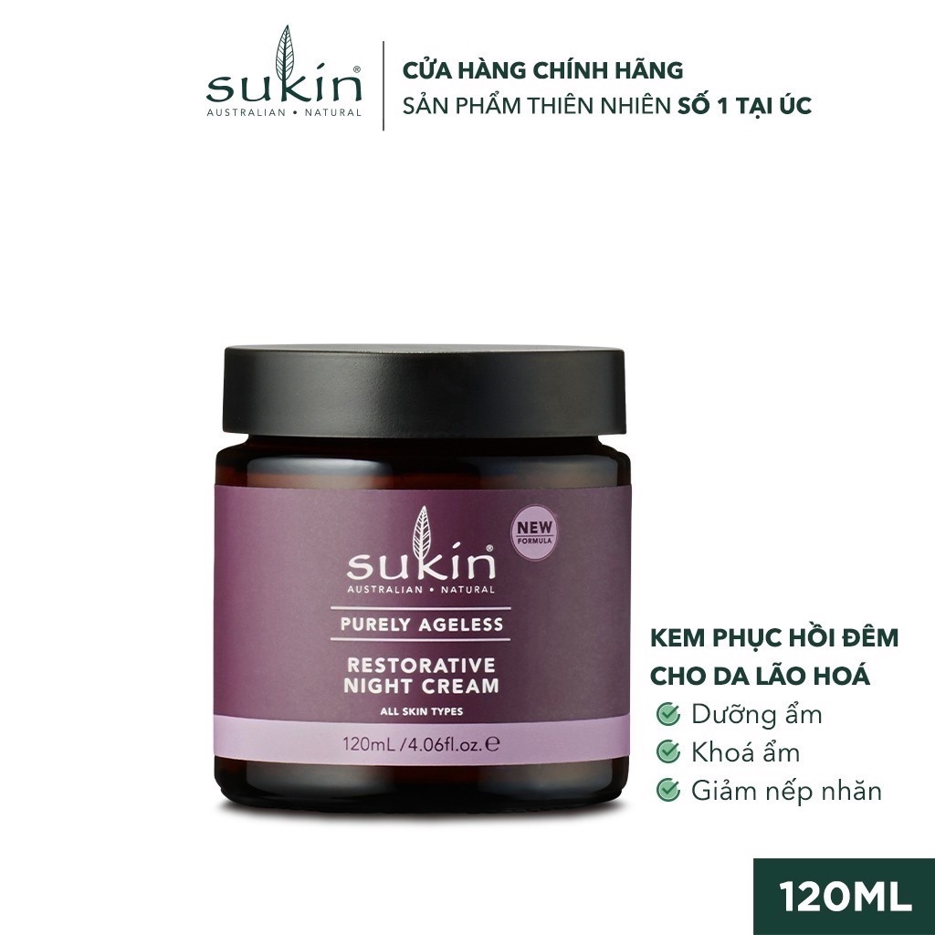 Kem Dưỡng Da Ban Đêm Dành Cho Da Lão Hóa Sukin Purely Ageless Restorative Night Cream 120ml