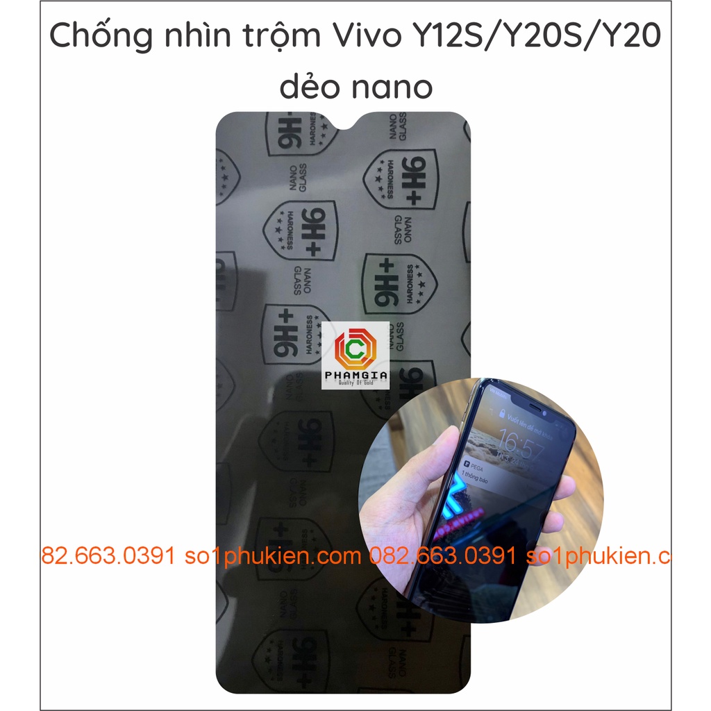 Dán cường lực chống nhìn trộm Vivo Y12s / Y20 / Y20s dẻo siêu bền chống bể