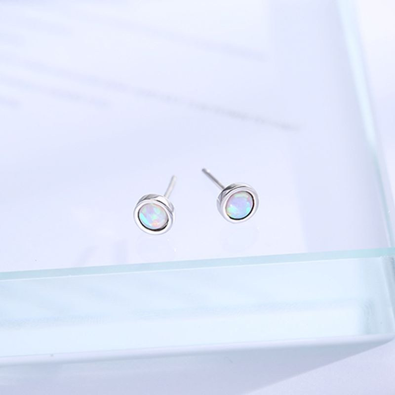 Set 10 Khuyên Tai Tròn Mặt Kính Cabochon Bằng Kim Loại DIY