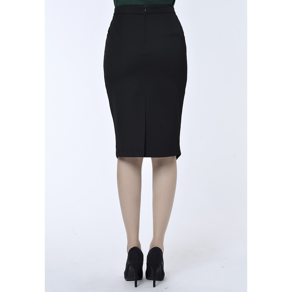 Chân váy bút chì chồng vạt LAMER L62I18T012 (Đen) | BigBuy360 - bigbuy360.vn