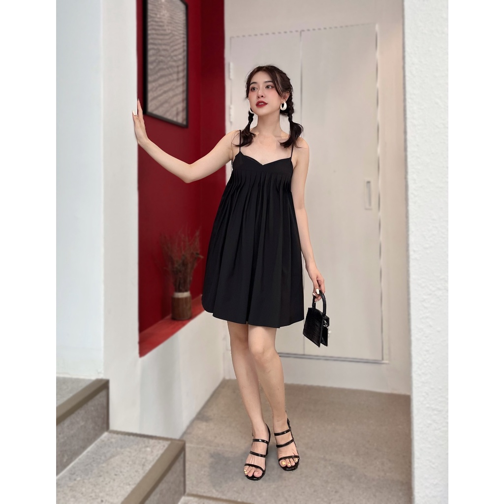 ĐẦM HAI DÂY CHIẾT EO XẾP LI NGỰC NHIỀU MÀU XINH XẮN - SELINA DRESS
