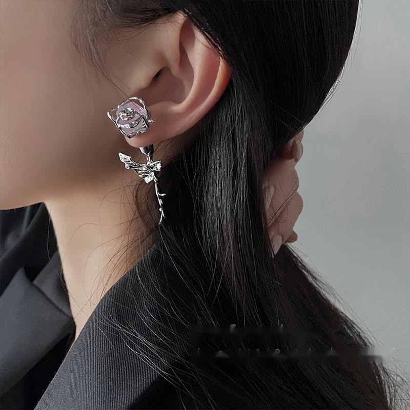 Khuyên Tai Hoa Hồng Tím Phong Cách Hàn Quốc Mới Cho Nữ