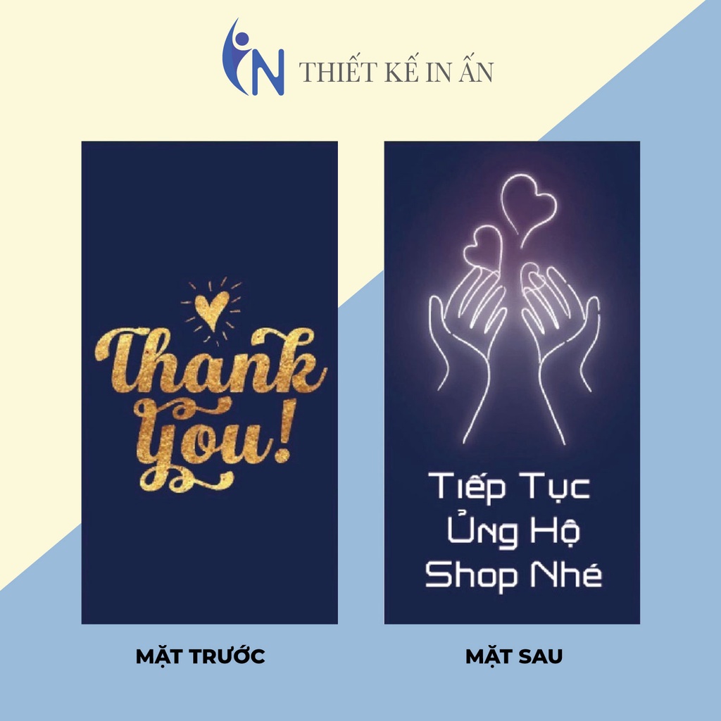 hộp 100 Thiệp cám ơn, Thankyoucard,, Giấy bìa cứng sang trọng size 3x5.5cm