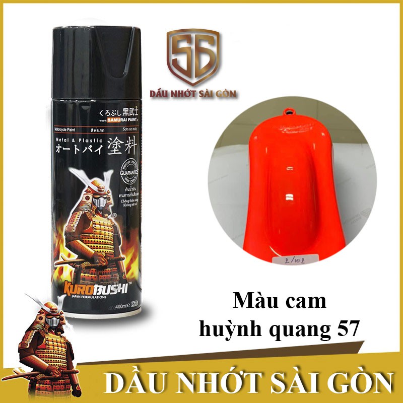 Samurai 57 - Sơn xịt xe máy màu ĐỎ huỳnh quang  _ Fluorescent RED   sơn mâm xe máy và nhựa .