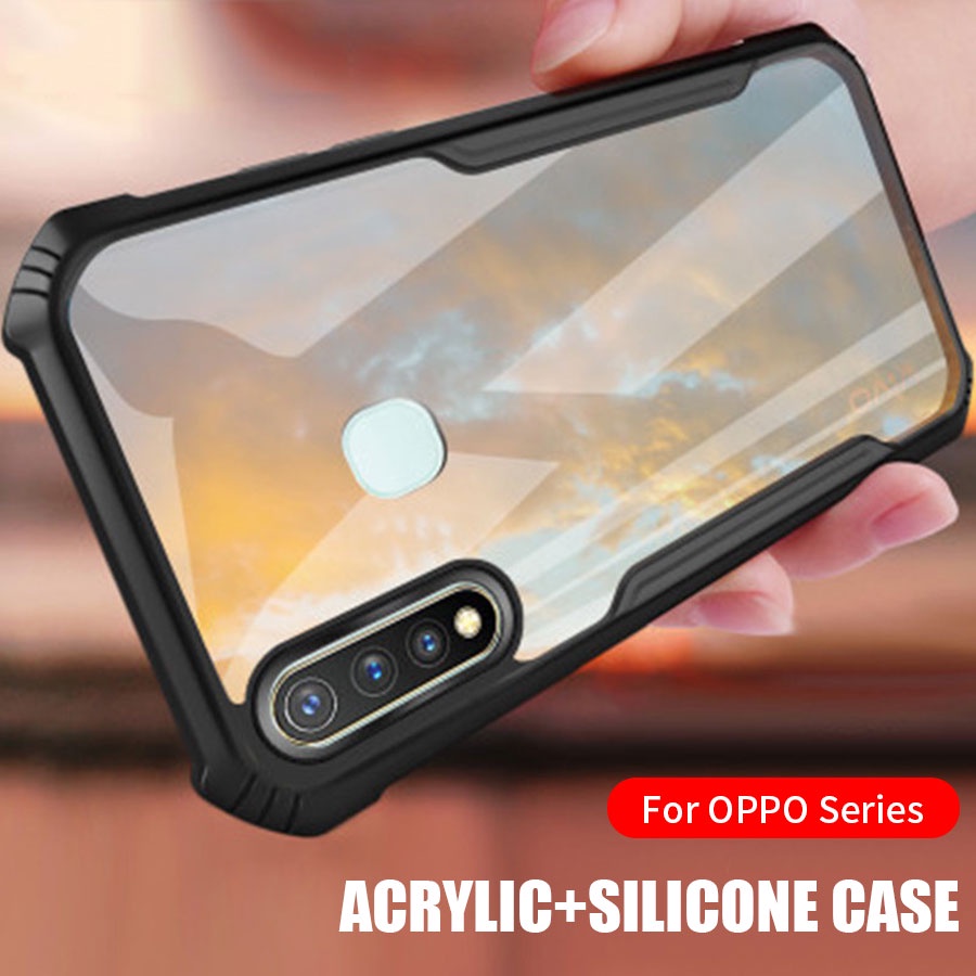 Ốp Điện Thoại Acrylic Trong Suốt Chống Rơi Chống Sốc Cho OPPO A5S A7 A12 A15 A15S A16 A16K A16E A31 A52 A91 A92 A93 A33 A53 A54 A74