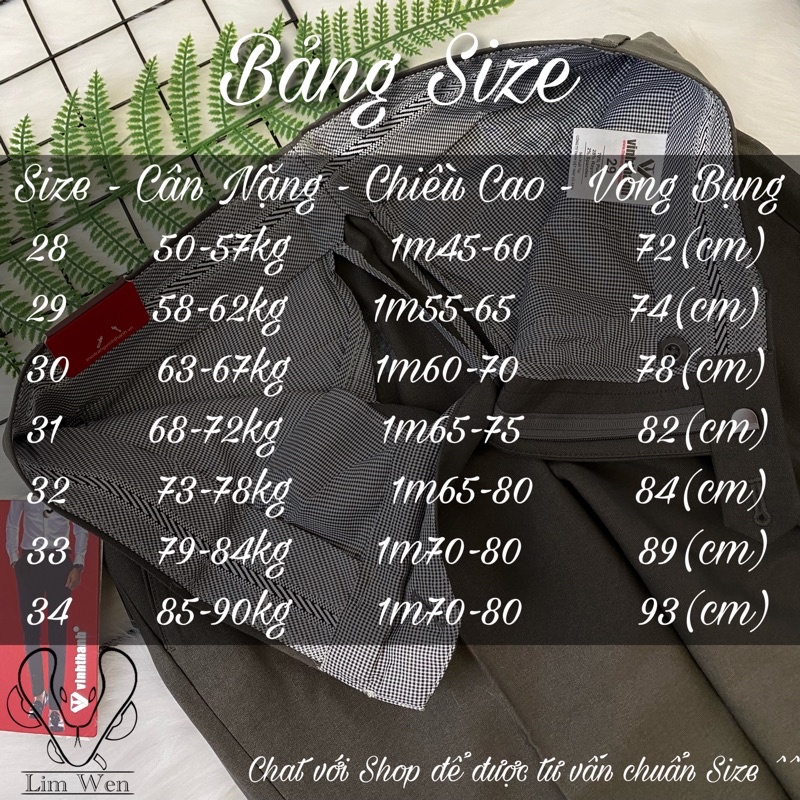 Quần tây nam Vĩnh Thành 355 vải Sec Hàn âu dày dặn chính hãng thời trang JUNSU