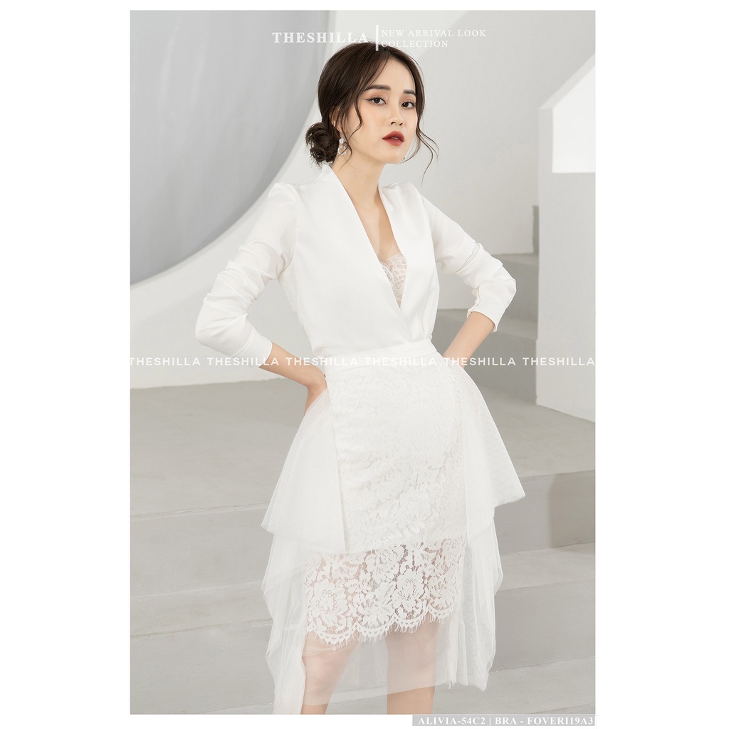 Váy thiết kế cao cấp set chân váy trắng phối ren áo lụa [ Có video + Ảnh thật ] The Shilla - Alivia-54C2