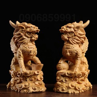 Cặp Kỳ Lân gỗ cao cấp cỡ nhỏ - Gỗ Hoàng Dương