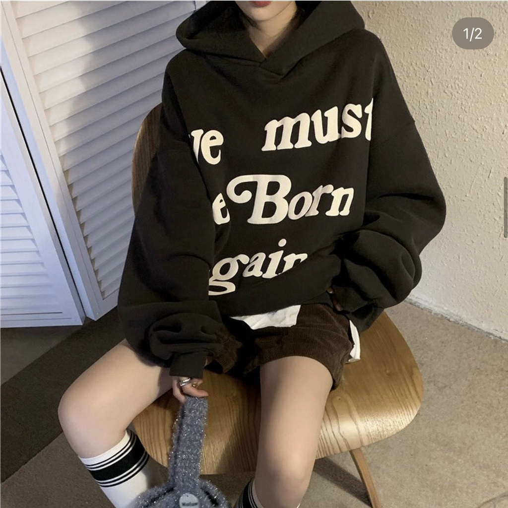 Áo Hoodie Unisex Nam Nữ From Rộng In Chữ Cá Tính, Áo Khoác Thu Đông Ấm Áp