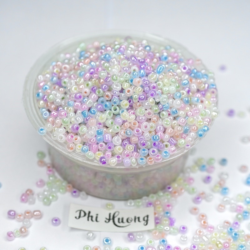 Gói 25g - 50g hạt cườm tấm bóng 2mm 3mm 4mm mix màu pastel trang trí quần áo phụ kiện