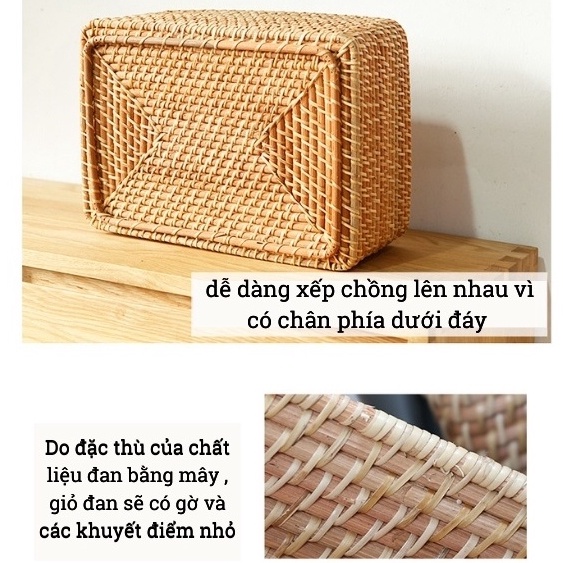 Giỏ mây đan đa năng BAMBOOO ECO sọt đựng đồ nội thất phòng ngủ và làm việc