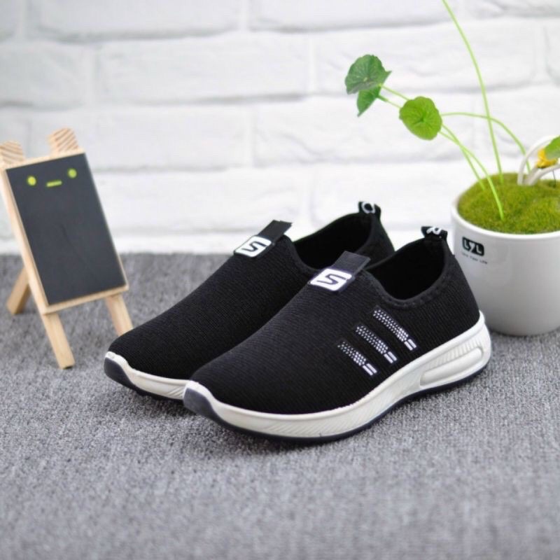 Giày thể thao không dây 3 gạch êm chân cho nữ