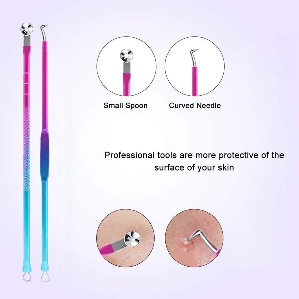 Set 4 dụng cụ loại bỏ mụn đầu đen bằng thép không gỉ nhỏ gọn chăm sóc da mặt tiện dụng