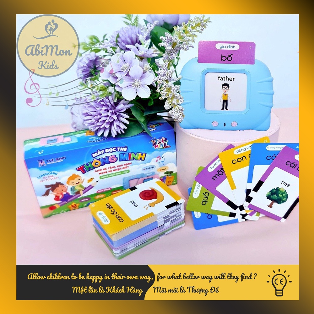 Máy Đọc Thẻ Từ Vựng Anh - Việt Cho Bé (224 từ - sạc pin) ☘️ Montessori ✨ (Đồ chơi Giáo Dục - An toàn - Thông minh)