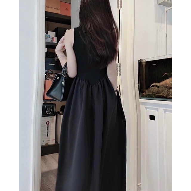 💕ĐẦM CHỮ A VÁY XOÈ NHÚN THÂN CÓ TÚI ĐEN SIÊU HOT GM💕GIMI