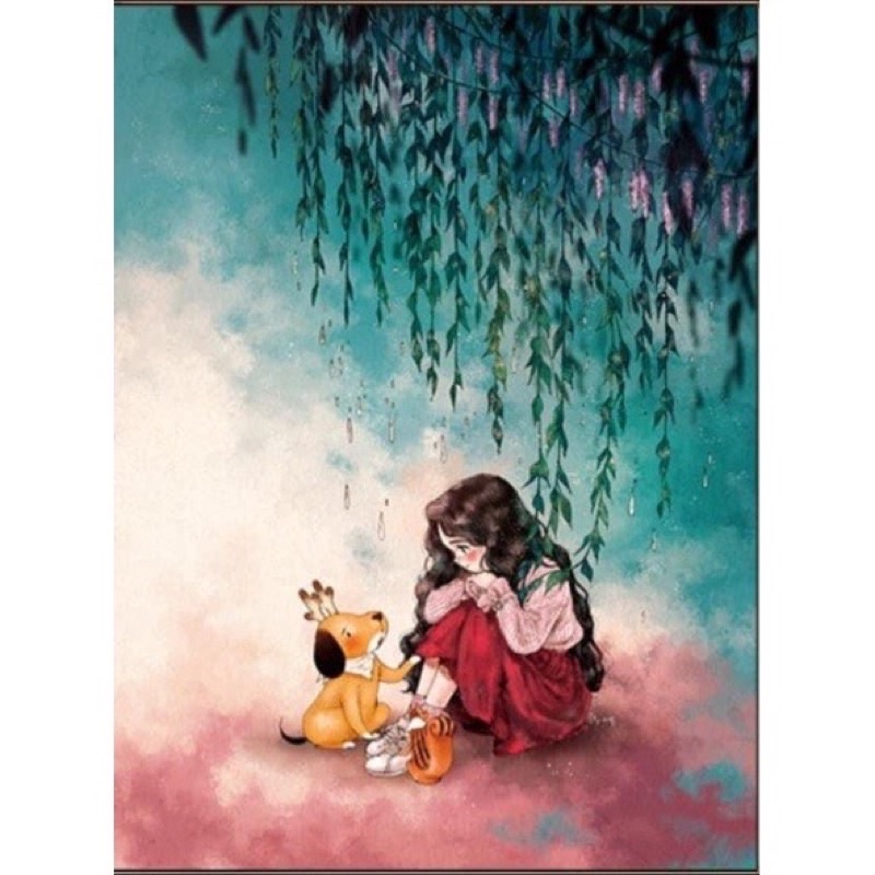 Tranh thêu chữ thập THÊU KÍN KT 53x72 cm