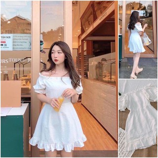 VÁY TRẮNG TRỄ VAI SIÊU DỄ THƯƠNG