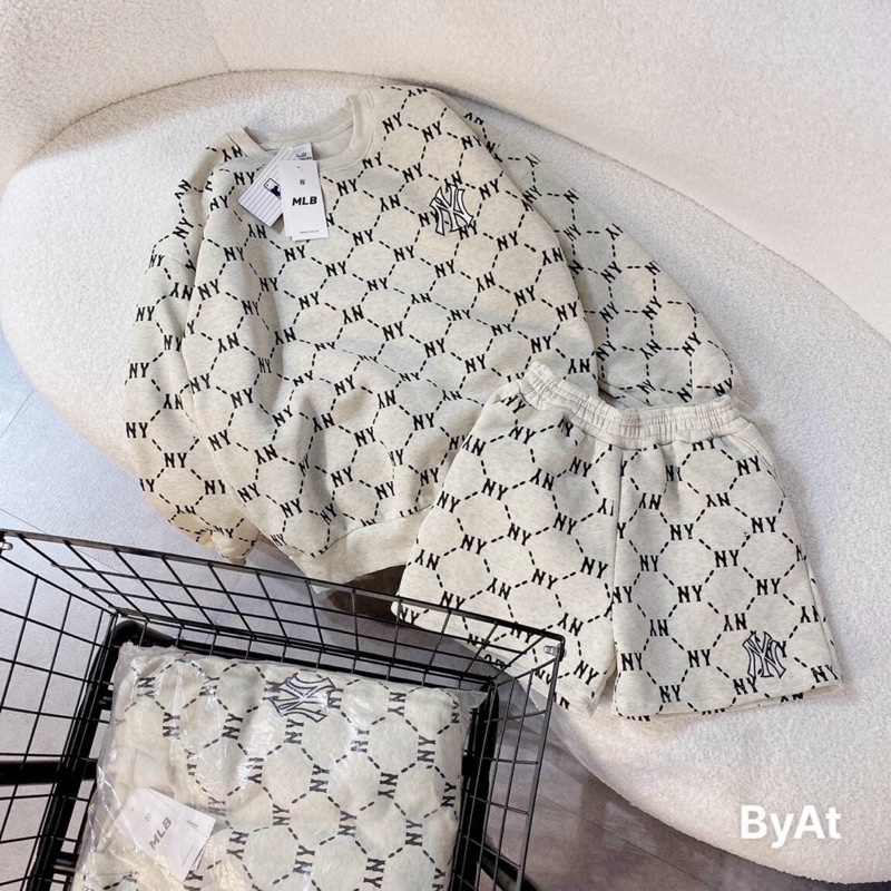 Set nỉ bông màu Ghi MLB