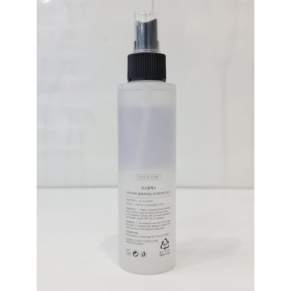 Nước Hoa Hồng Ngăn Mụn Và Sạch Sâu COSRX AHA BHA CLARIFYING TREATMENT TONER 150ml Hàn Quốc