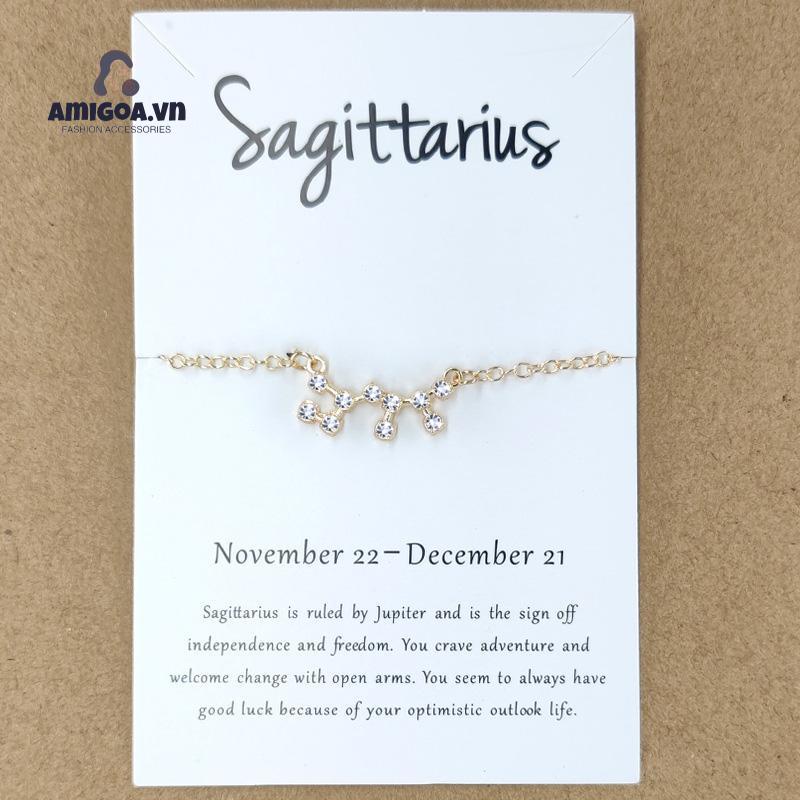 Vòng Tay Hợp Kim Đính Đá Hình 12 Chòm Sao Thời Trang