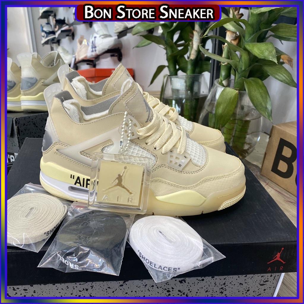 Giày air Jordan 4 trắng Full, Giày thể thao JD4 nam nữ siêu hot Fullboxbill+ tặng dây