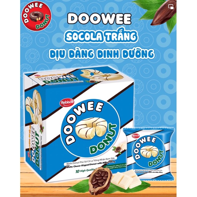 Bánh Donut DOOWEE phủ Phô mai/ Sôcôla/ Dâu/ Cam/ Sữa gói 30g