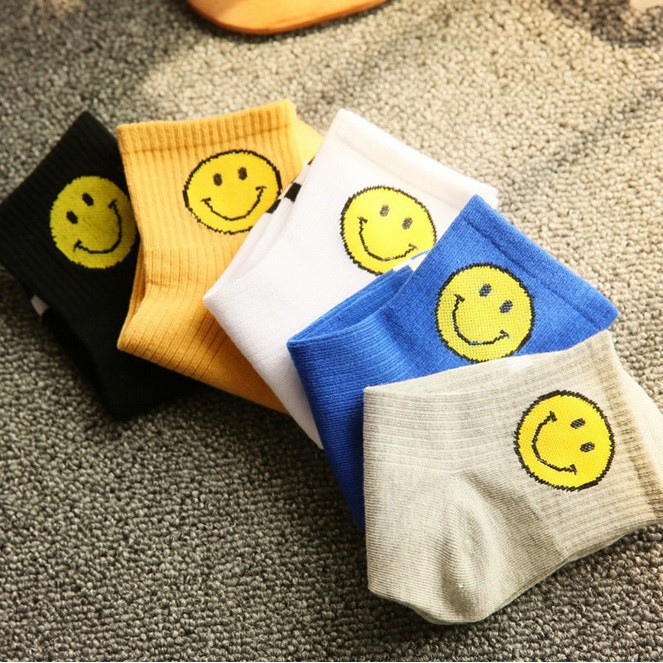 Vớ cotton hình mặt cười xinh xắn cho nam và nữ