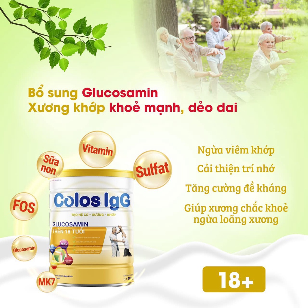 Sữa Bột Colos igG Bổ Sung Glucosamin giúp xương khớp khỏe mạnh dẻo dai, chống loãng xương ngăn ngừa viên khớp hộp 900gr